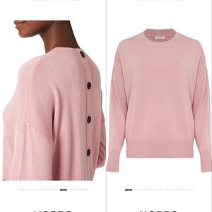 Hobbs London Pink Wool Cashmere Blend Knit Button Accent Sweater Sz Small